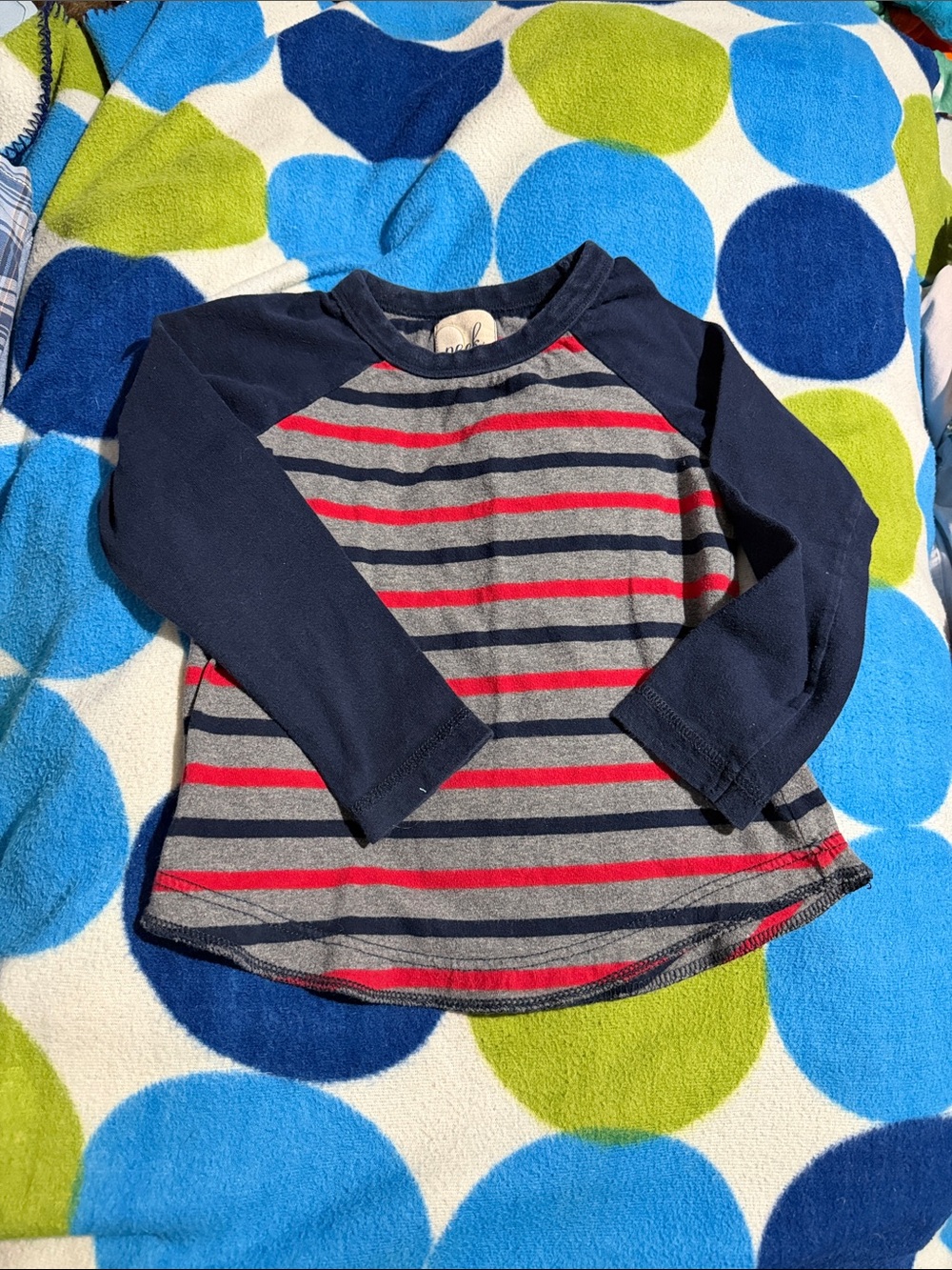 Peek Boys Long-Sleeve Raglan Tee in Navy, Gray & Red